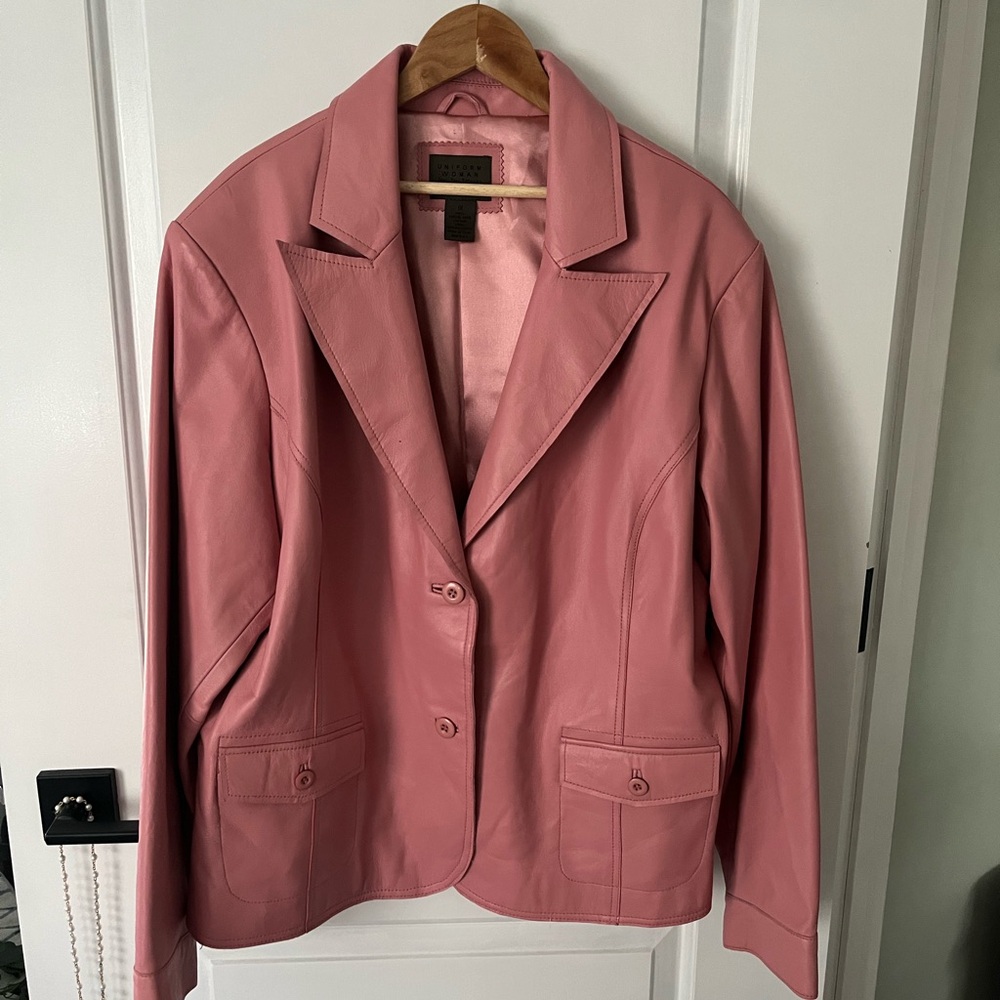 Pink Leather Blazer/ Jacket